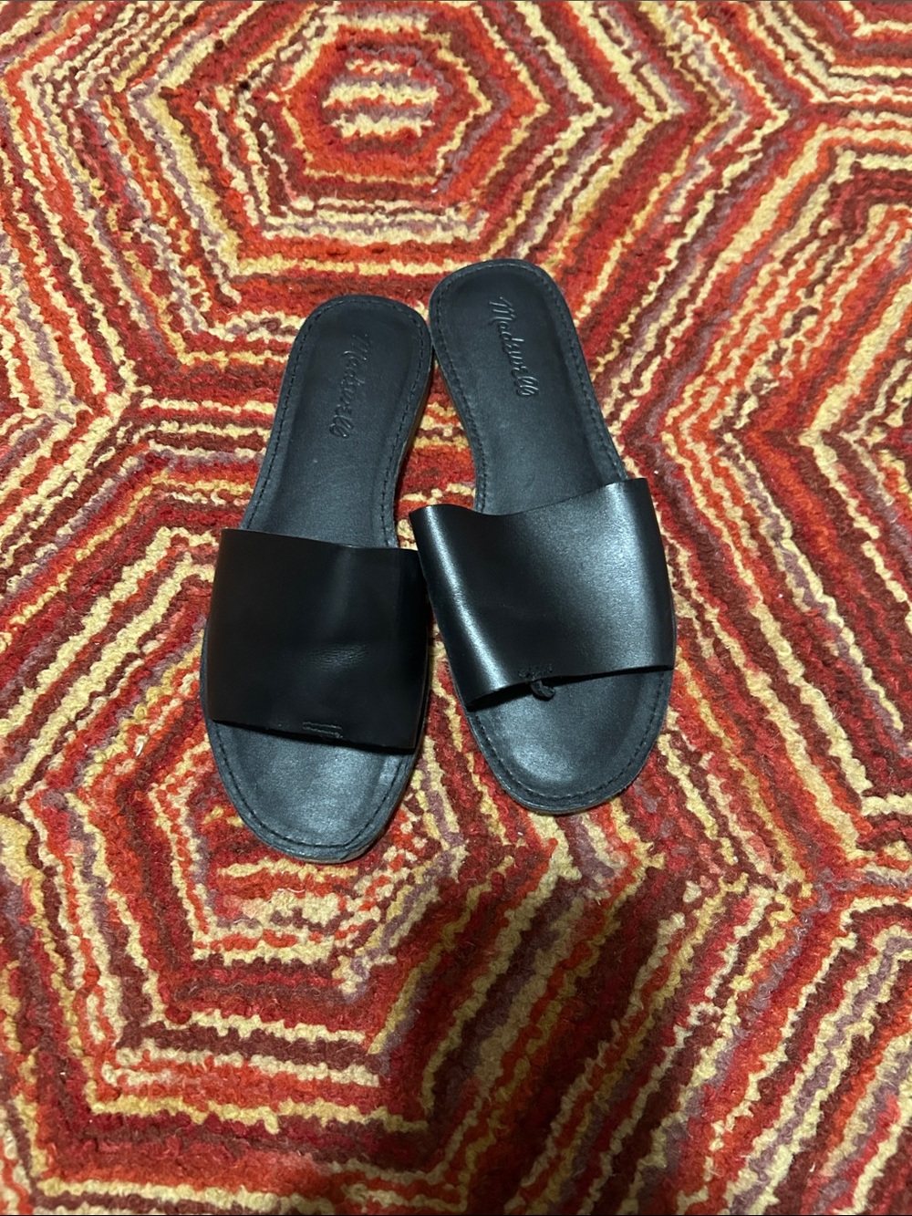 Madewell Black Leather Slide Sandalssize 7